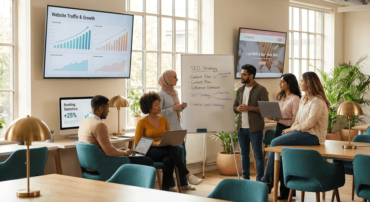 Our professional team collaborating on beauty business websites